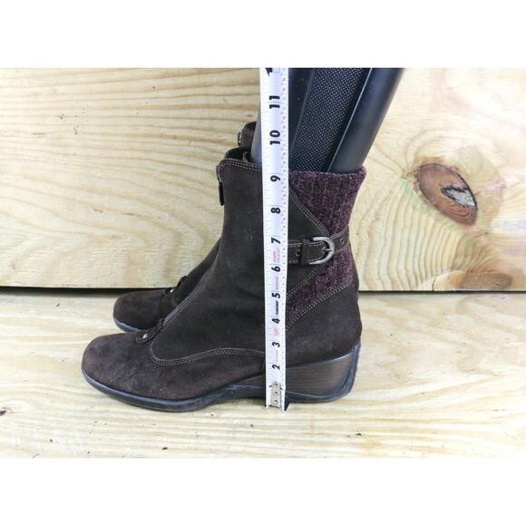 Aquatalia Boots Womens 8 Brown Suede Mia Knit Wedge Zip Ankle Bootie - Picture 9 of 9